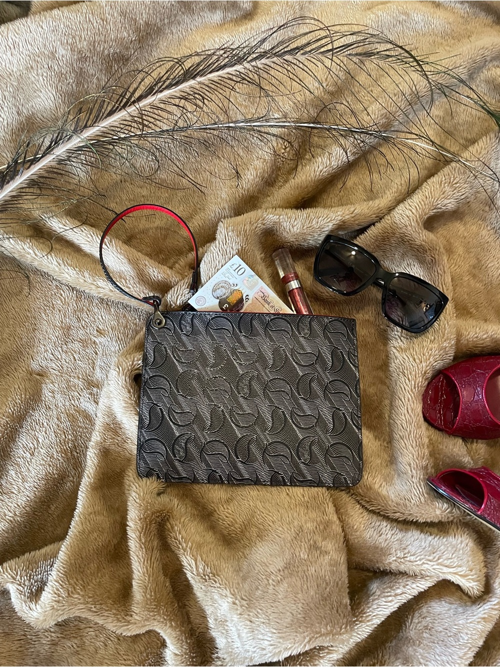 Sleek Christian Louboutin Gunmetal Wristlet Clutch